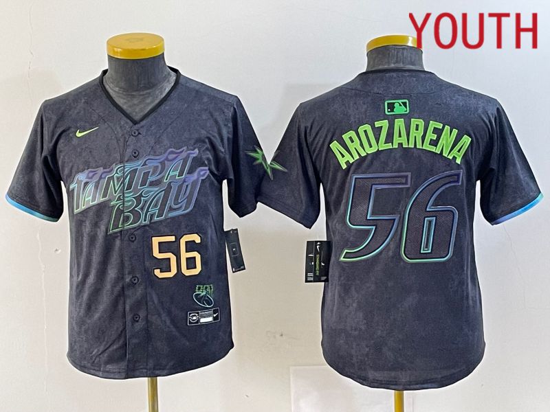 Youth Tampa Bay Rays #56 Randy Arozarena Nike MLB Limited City Connect Black 2024 Jersey style 1